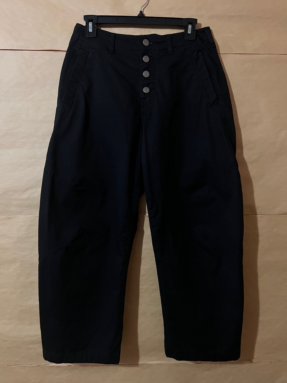 Anthropologie Pilcro The Arin Button Front Barrel Leg Pants Linen Blend Size 28P